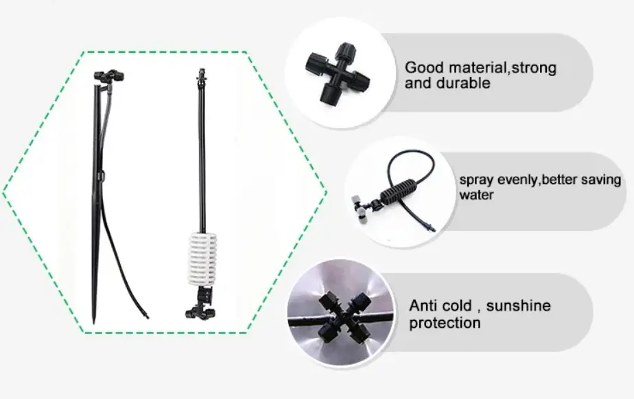 Micro mist nozzle for agricultural garden irrigation four outlet atomized water micro nozzle