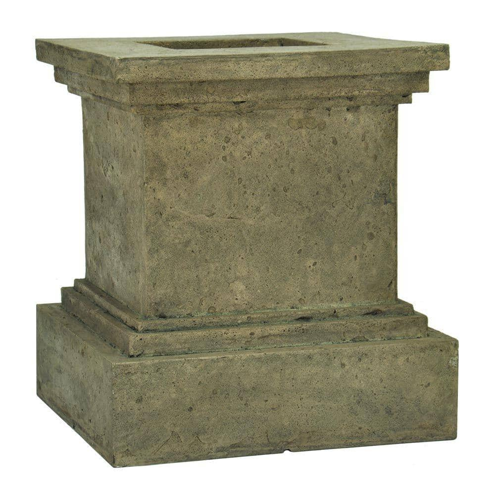 MPG 16-1/2 in. Square Cast Stone Fiberglass Pedestal Planter in Aged Granite Finish PF5430AG