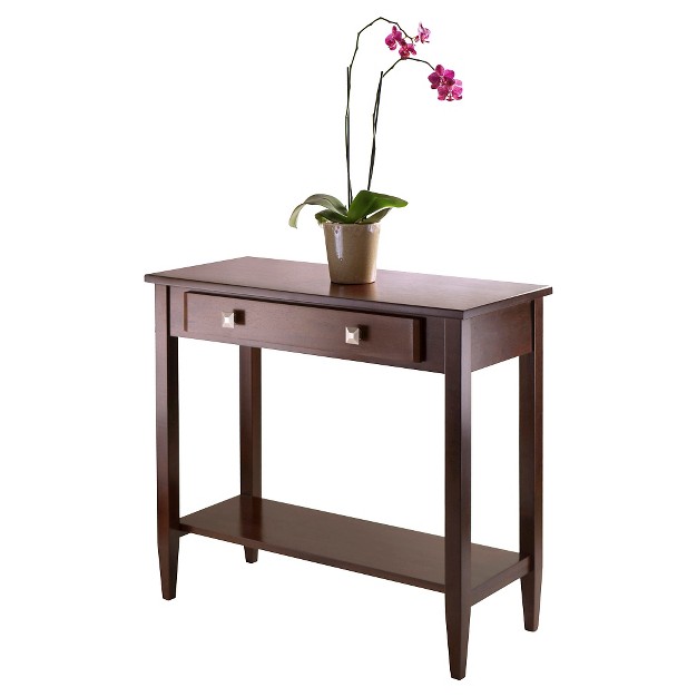 Richmond Console Table With Tapered Leg Walnut Finish Winsome