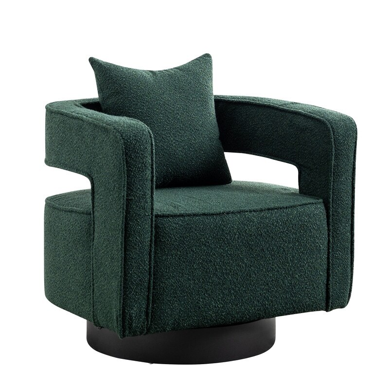 Leisure Swivel Accent Chair With Open Back and Pillow