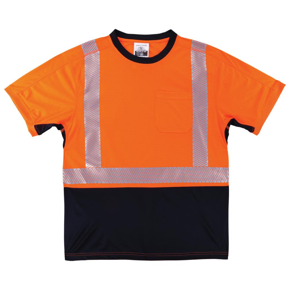 Ergodyne GloWear 8283BK Performance Hi Vis T Shirt Black Bottom Orange 2X