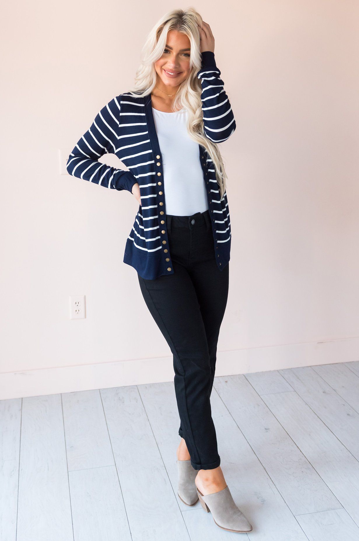 Striped Sweetheart Modest Cardigan