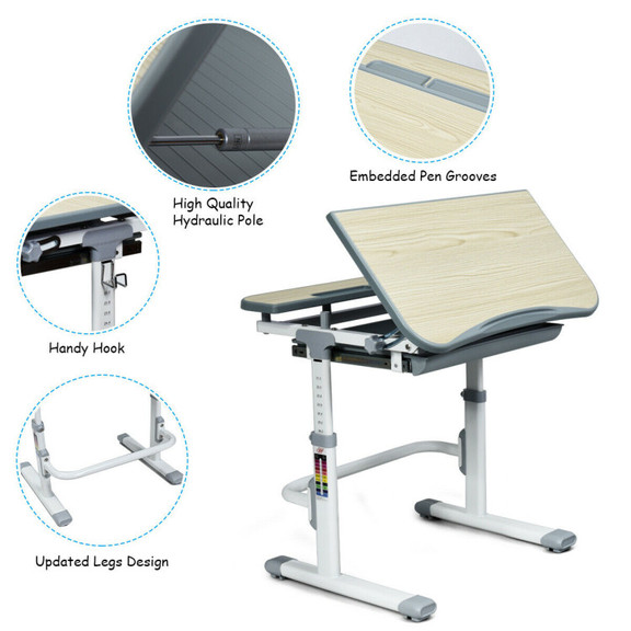 Costway 72953614 Height Adjustable Kids Study Desk...