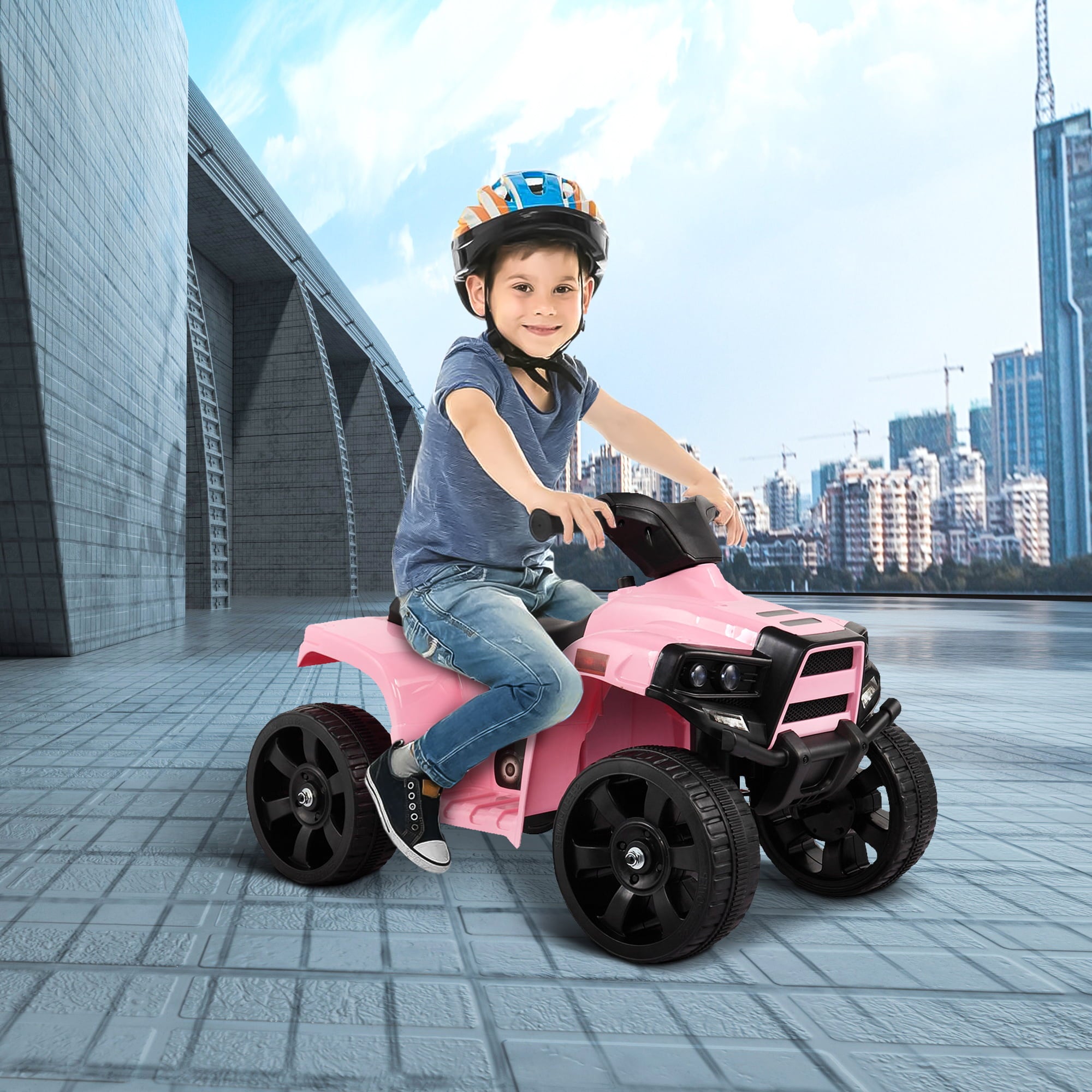 Kids Ride On ATV, 6V Electric Ride On Toy Car, 4 Wheeler for Kids Age 1-2.5, Rechargeable Battery Quad Bike for Boys/Girls, Pink