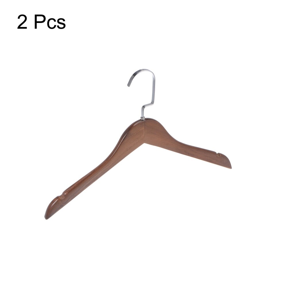 2pcs Retro Wooden Clothes Hangers with Stainless Steel Hook