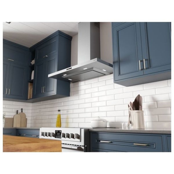 Zephyr Layers 42 Inch Wide Wall Mounted Range Hood with Tri Level