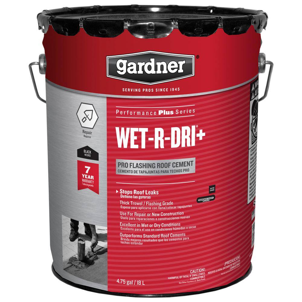 Gardner 4.75 Gal. Wet-R-Dri Plus Pro Flashing Asphalt Roof Patch Coating Cement 7345-GA