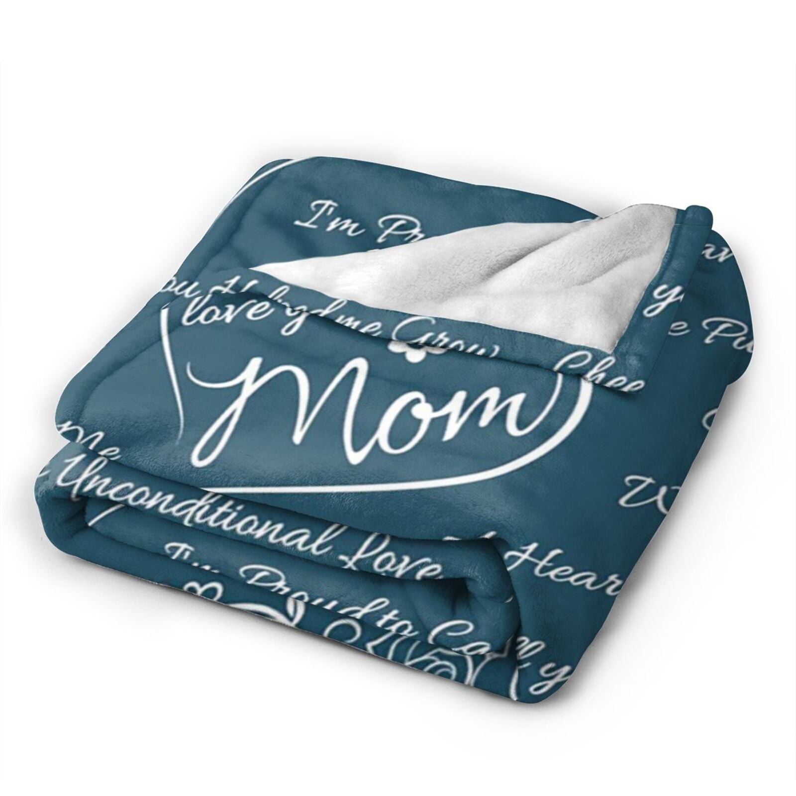 Newhomestyle I Love You Mom Blanket Throw Blanke，Gifts for Mom， Christmas for Mom Gifts， Mom Birthday Gifts，Coral Blue