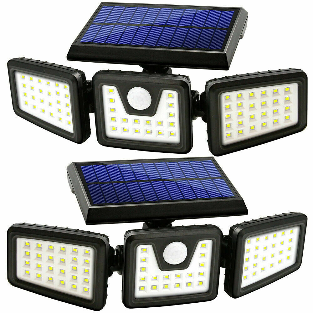 2 Pack - Solar Lights Outdoor， AmeriTop 800LM Wireless LED Solar Motion Sensor Lights Outdoor; 3 Adjustable Heads， 270° Wide Angle Illumination， IP65 Waterproof， Security LED Flood Light