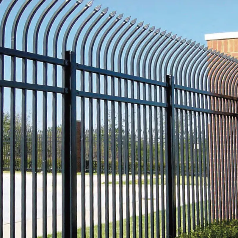 Factory supply bent top metal steel fence panel ornamental fence