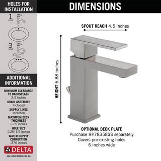 Delta Modern Single Hole Single-Handle Bathroom Faucet in Stainless 567LF-SSPP