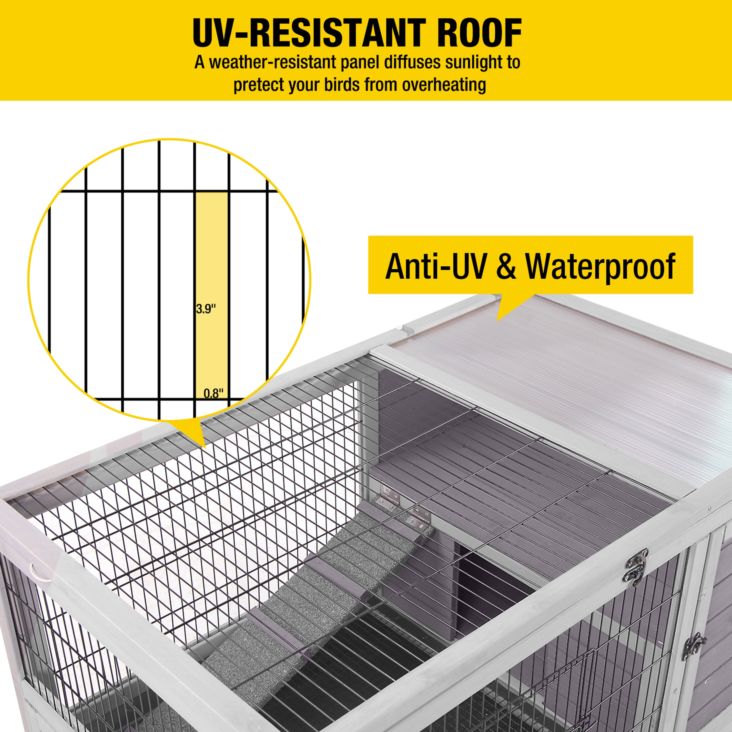 Morgete Outdoor Rabbit Hutch 2 Layer Bunny Cage Indoor-Gray