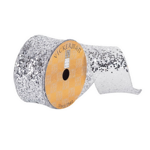 Vickerman Q180839 2.5x10Yd Silver Sequin Woven Du...