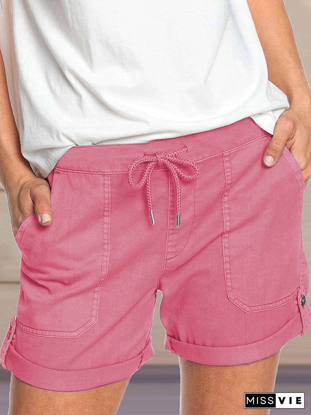 Women's Casual Solid Color Cargo Shorts