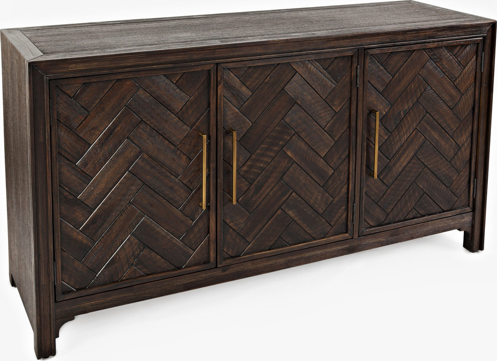 Gramercy Dark Chevron 3 Door Accent Cabinet   Rustic   Accent Chests And Cabinets   by Kolibri Decor  Houzz