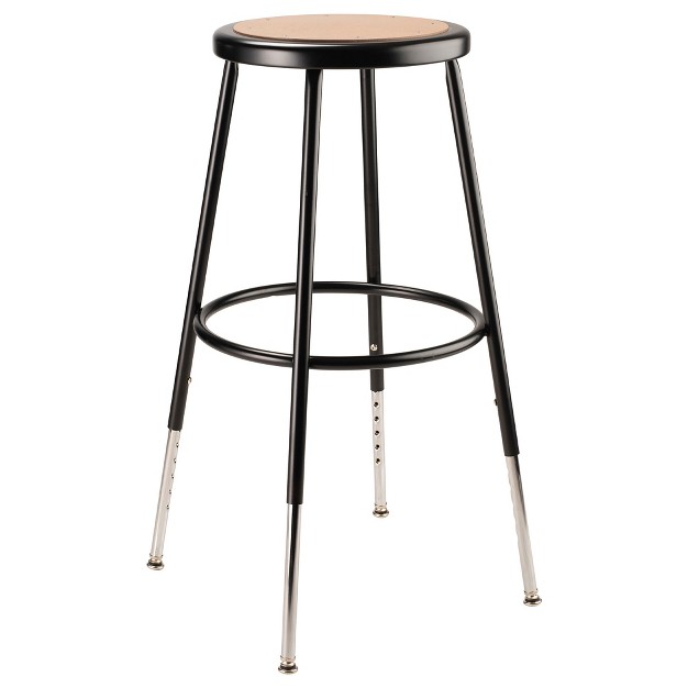 Adjustable Steel Stool With 14 quot Round Seat Pan Supports Up To 500 Pounds Black