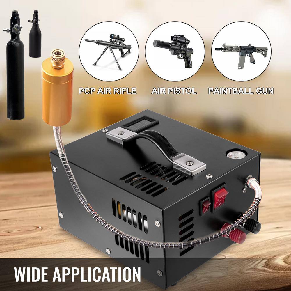 VEVOR PCP Air Rifle Pump 0.4 Gal. Capacity 4500 PSI Portable Electric Pancake Air Compressor 30MPa 12-Volt DC to 110-Volt AC GYDQBSDT000000001V1