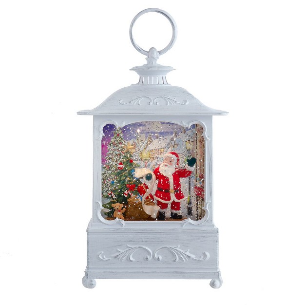 Kurt Adler 10 inch Battery Operated Warm White Led Lighted Santa With Gifts Lantern