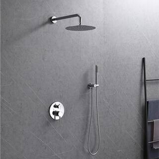 GIVING TREE 1-Spray 10 in. Round Rainfall Shower Head and Handheld Shower Head in Chrome XLHDDFAR0002