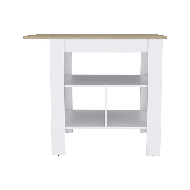 DEPOT E-SHOP Finley Kitchen Island with Counter Space， White / Macadamia