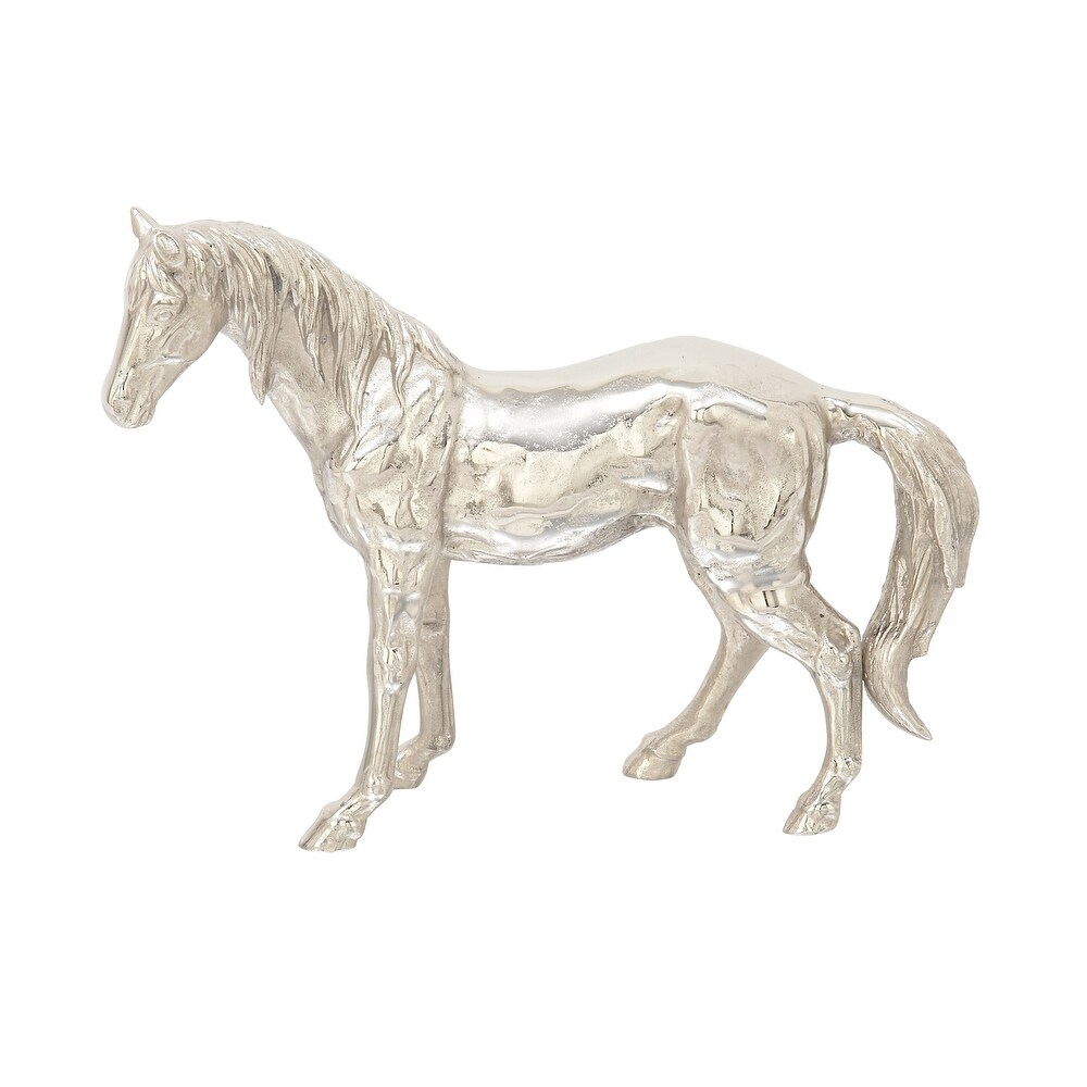 Silver Aluminum Horse Sculpture   23 x 6 x 17
