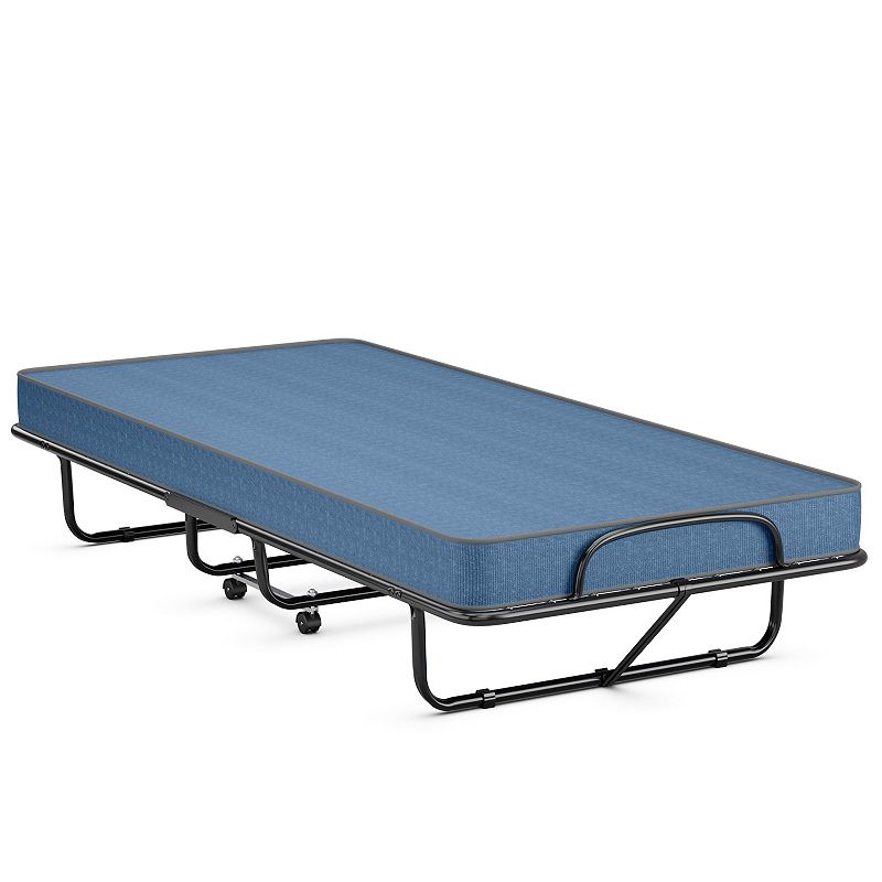 Rollaway Guest Bed with Sturdy Steel Frame and Memory Foam Mattress