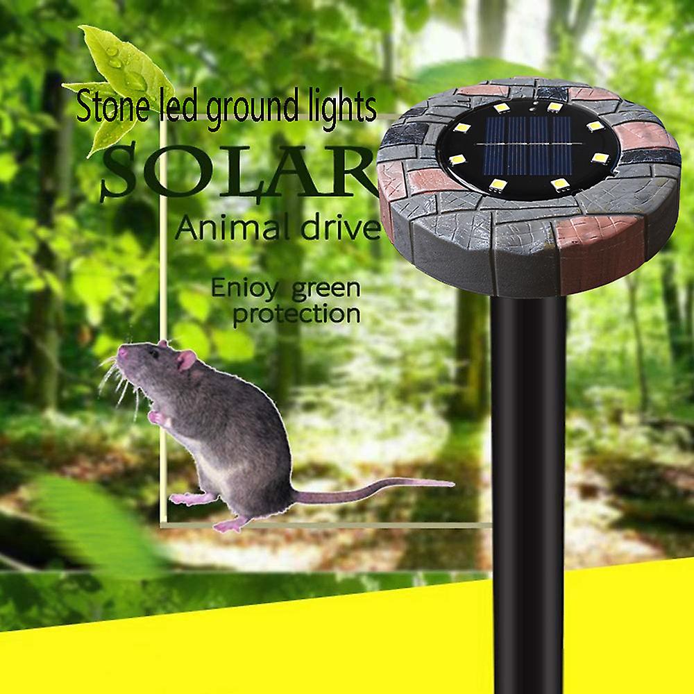 Solar Powered Ultrasonics Pest Repeller Leds Lawn Light Repel Mole Gopher Vole Mouse Chaser For Outdoor For Lawn Garden Yard Home Humane Pest Control