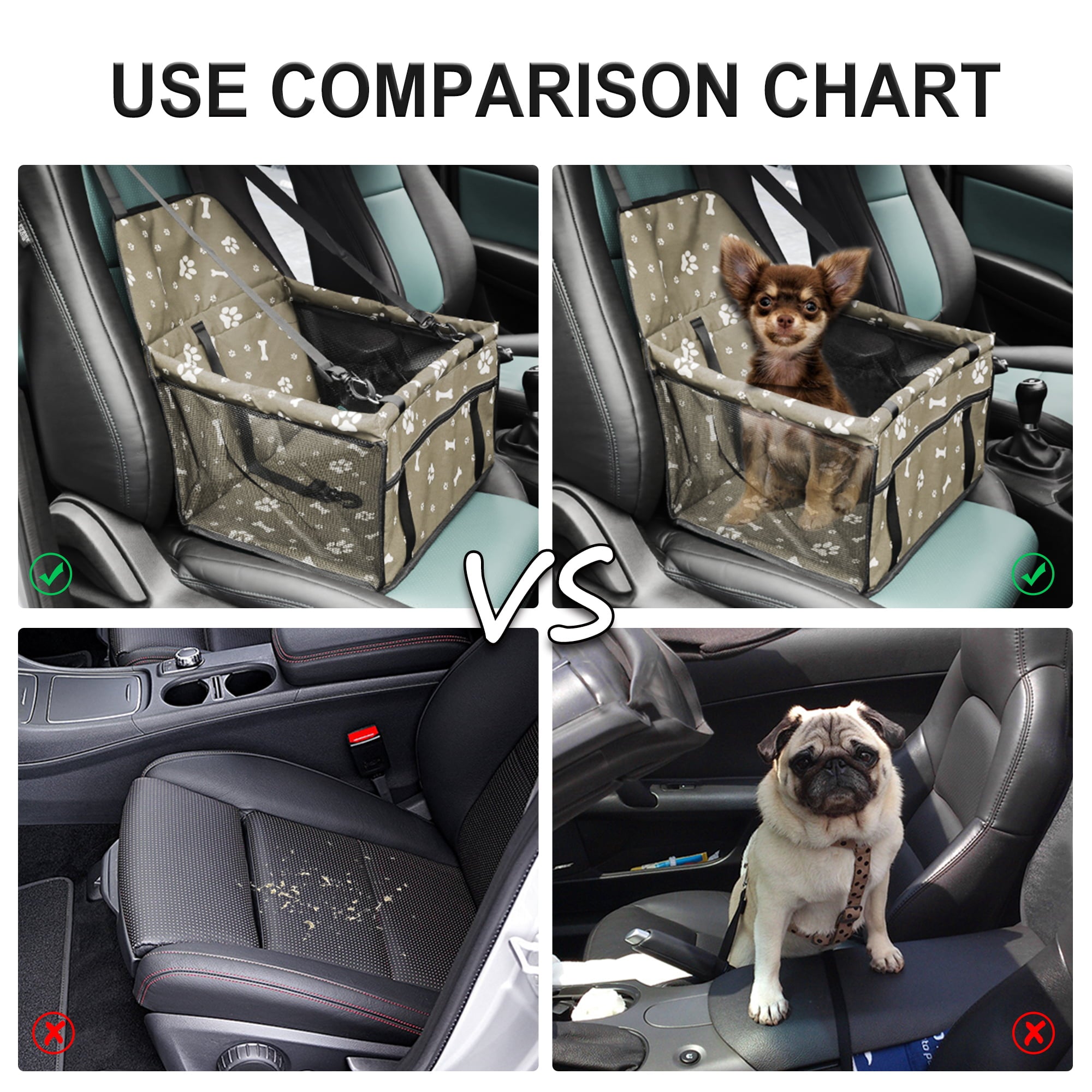 Automotive Car Front Pet Dog Booster Seat Carrier Protector Gray