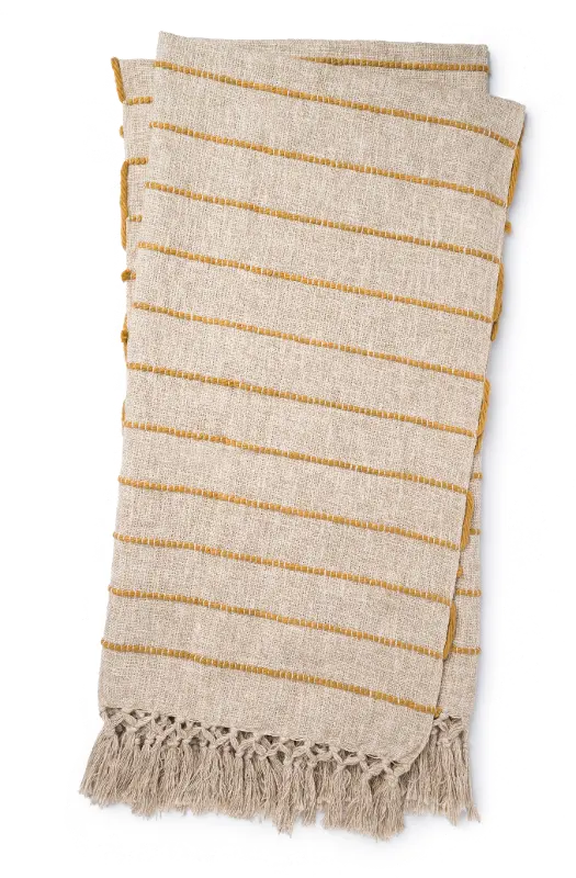 Magnolia Home Furniture Natural and Gold Striped Throw Blanket