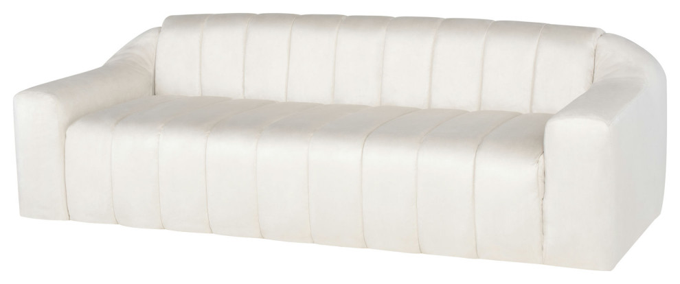 Coraline Champagne Microsuede Fabric Triple Seat Sofa   Transitional   Sofas   by mod space furniture  Houzz