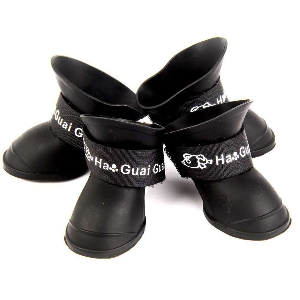 4PCS Dog Puppy Shoes PU Waterproof Pet Rain Boots Anti-Slip Skidproof Elastic Protective Pet Shoes