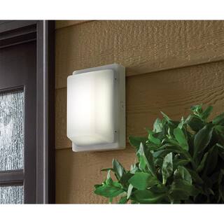 Hampton Bay 9 in. White LED Outdoor Impact Resistant Light 3 Color Temperature Option Weather Rust Resistant 600 to 1200 Lumen Boost 504091110