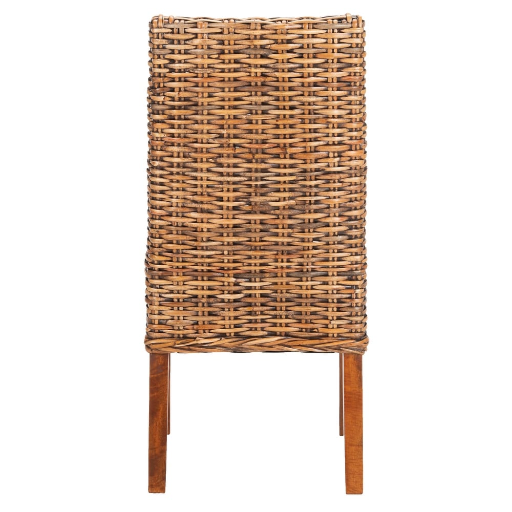 SAFAVIEH Dining Rural Woven St Thomas Indoor Wicker Brown Sloping Arm Chairs (Set of 2)   20\