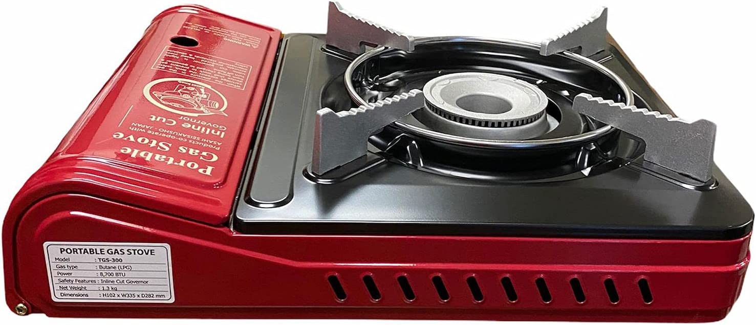 Tayama TGS-300 13 in. Portable Butane Gas Stove&#44; Red