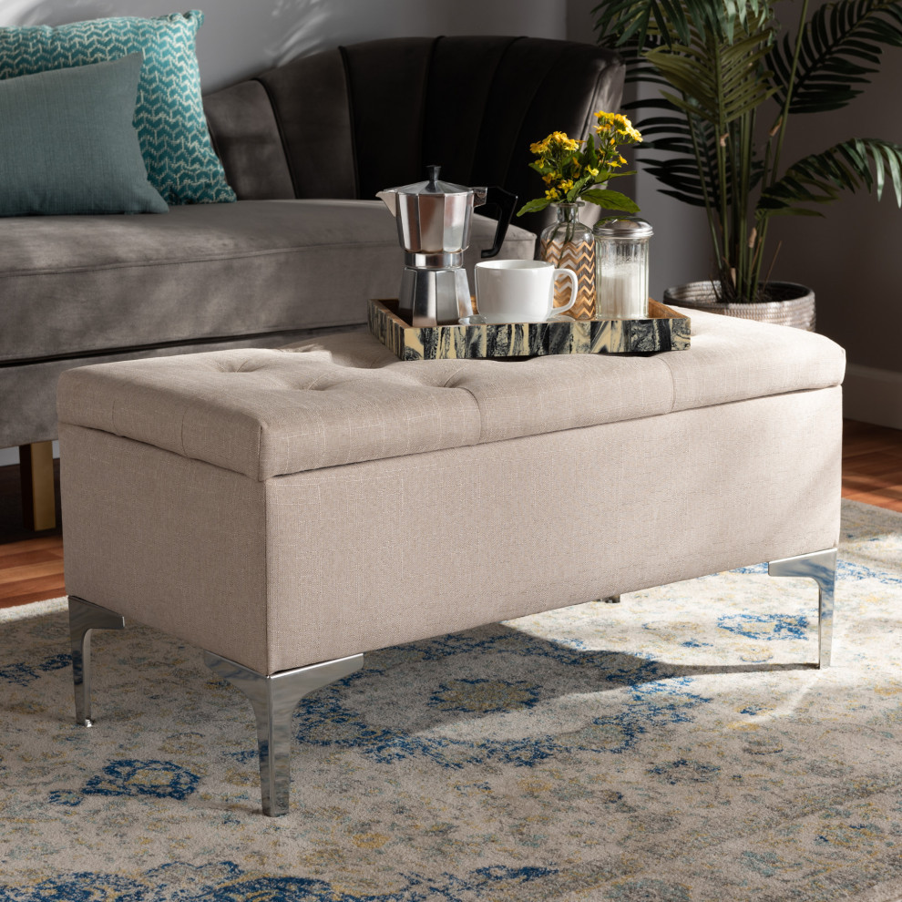 Ida Contemporary Storage Ottoman   Midcentury   Footstools And Ottomans   by Baxton Studio  Houzz