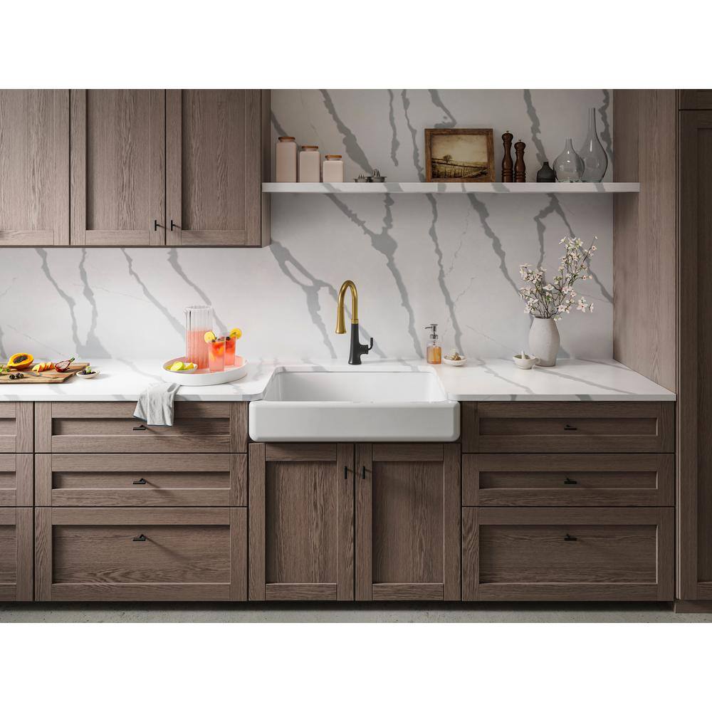 KOHLER Whitehaven Undermount Farmhouse Apron Front Cast Iron 36 in. Single Basin Kitchen Sink in Biscuit K-6488-96