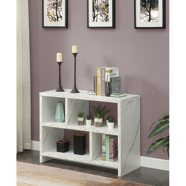 Northfield Console 3 Tier Bookcase， White Faux Marble