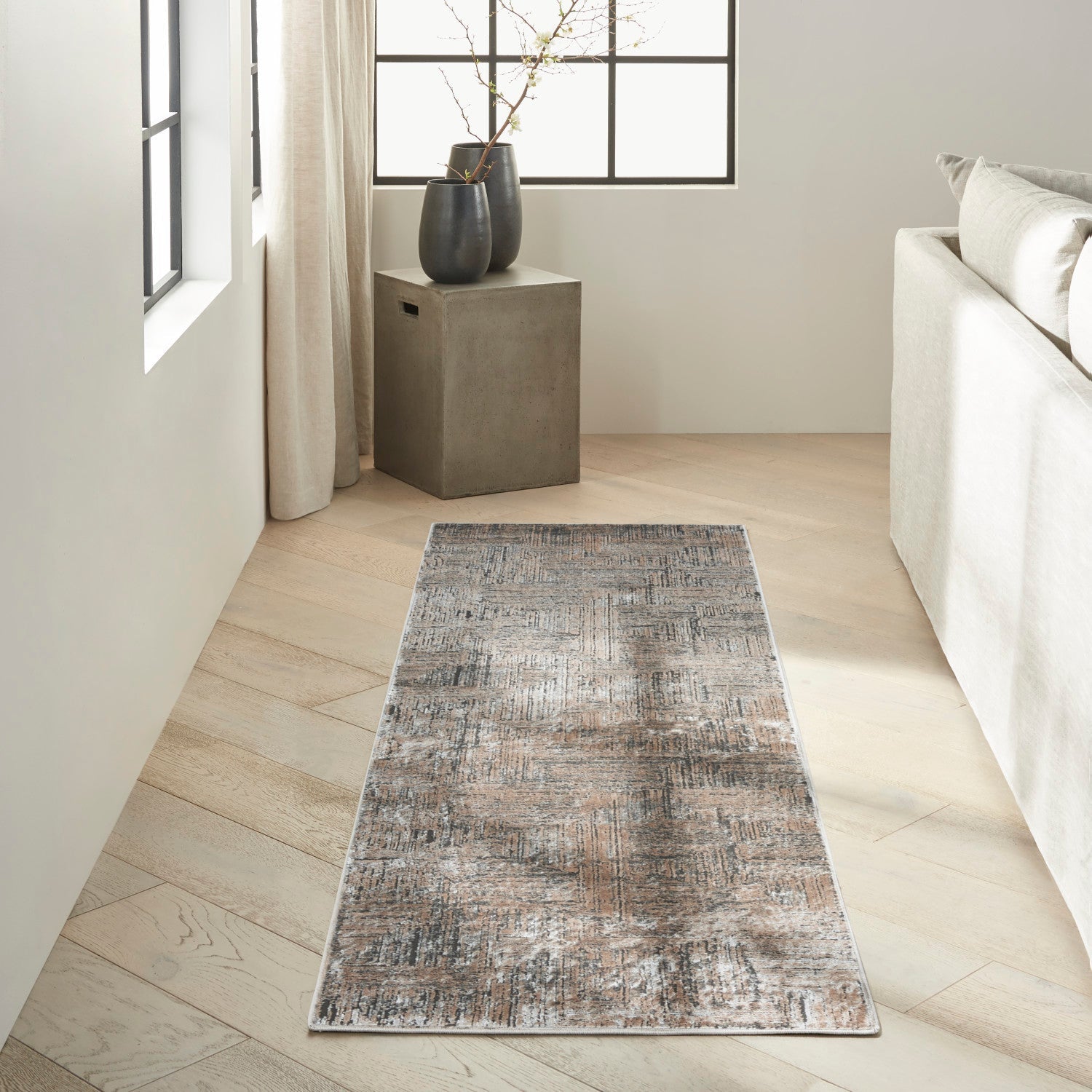 Calvin Klein Irradiant Black Ivory Modern Rug