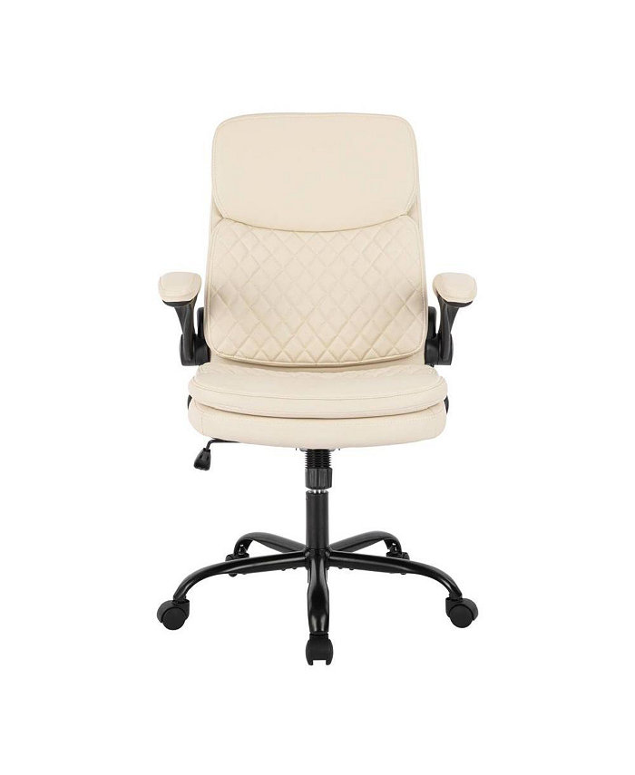 COLAMY Faux Leather Task Chair with Flip-up Armrests