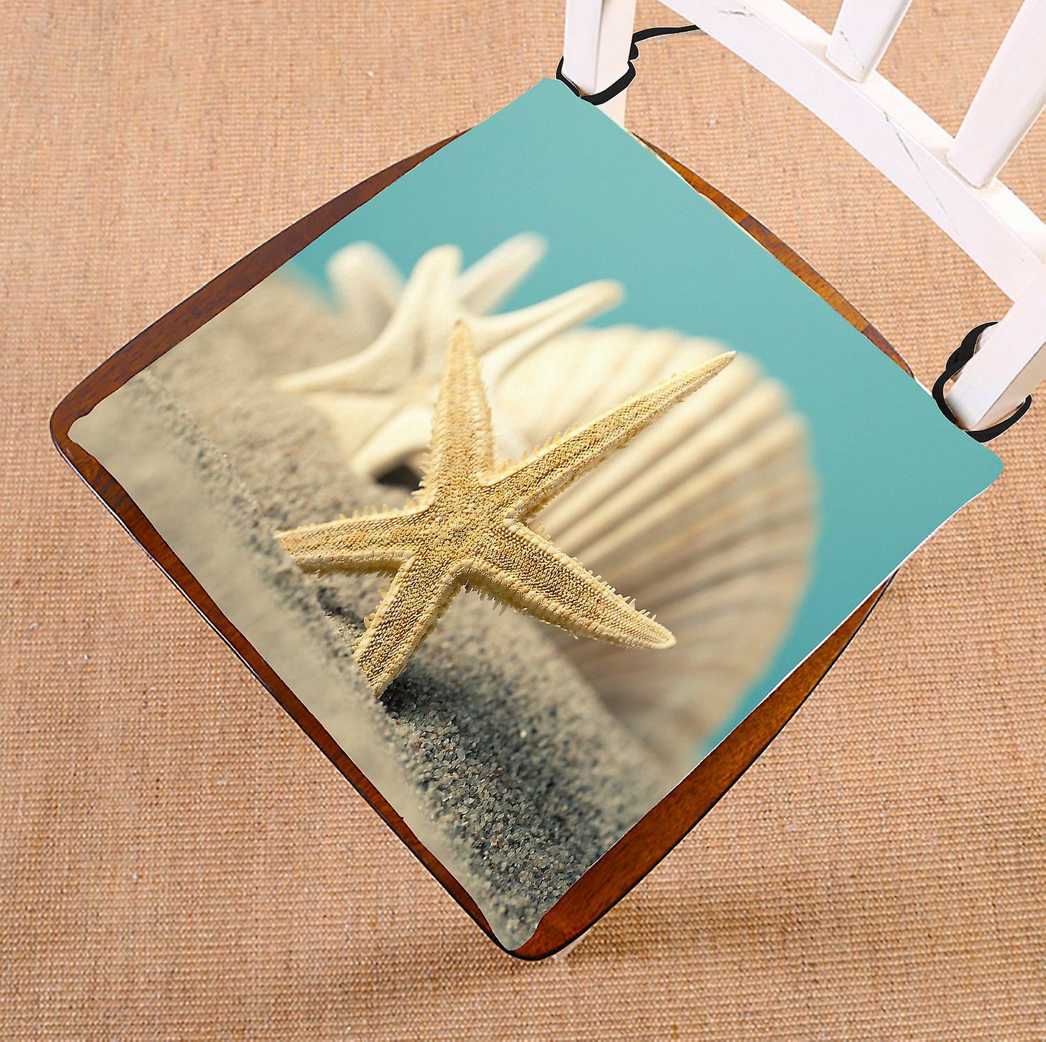 Summer Seascape Chair Pad， Starfish And Seashell On The Sandy Beach Seat Cushion Chair Cushion Floor Cushion 40x40 Cm