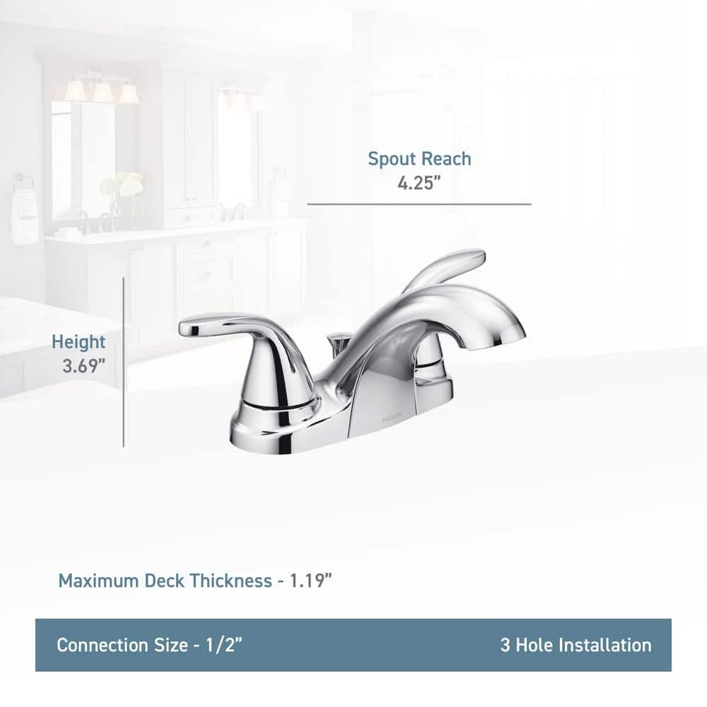 MOEN Adler 4 in Centerset 2Handle Bath Faucet with 4Piece Hardware Set in Spot Resist Brushed Nickel