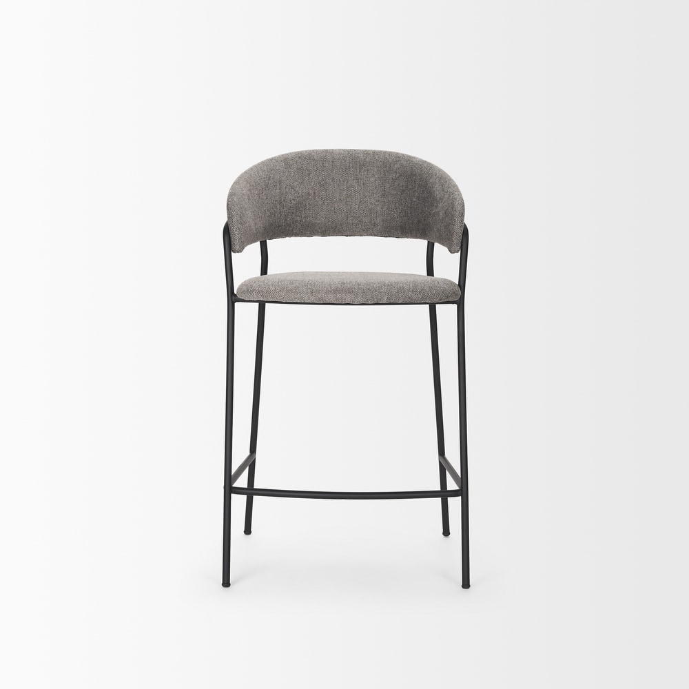 Carolyn Counter Stool w/ Gray Fabric   Matte Black Metal