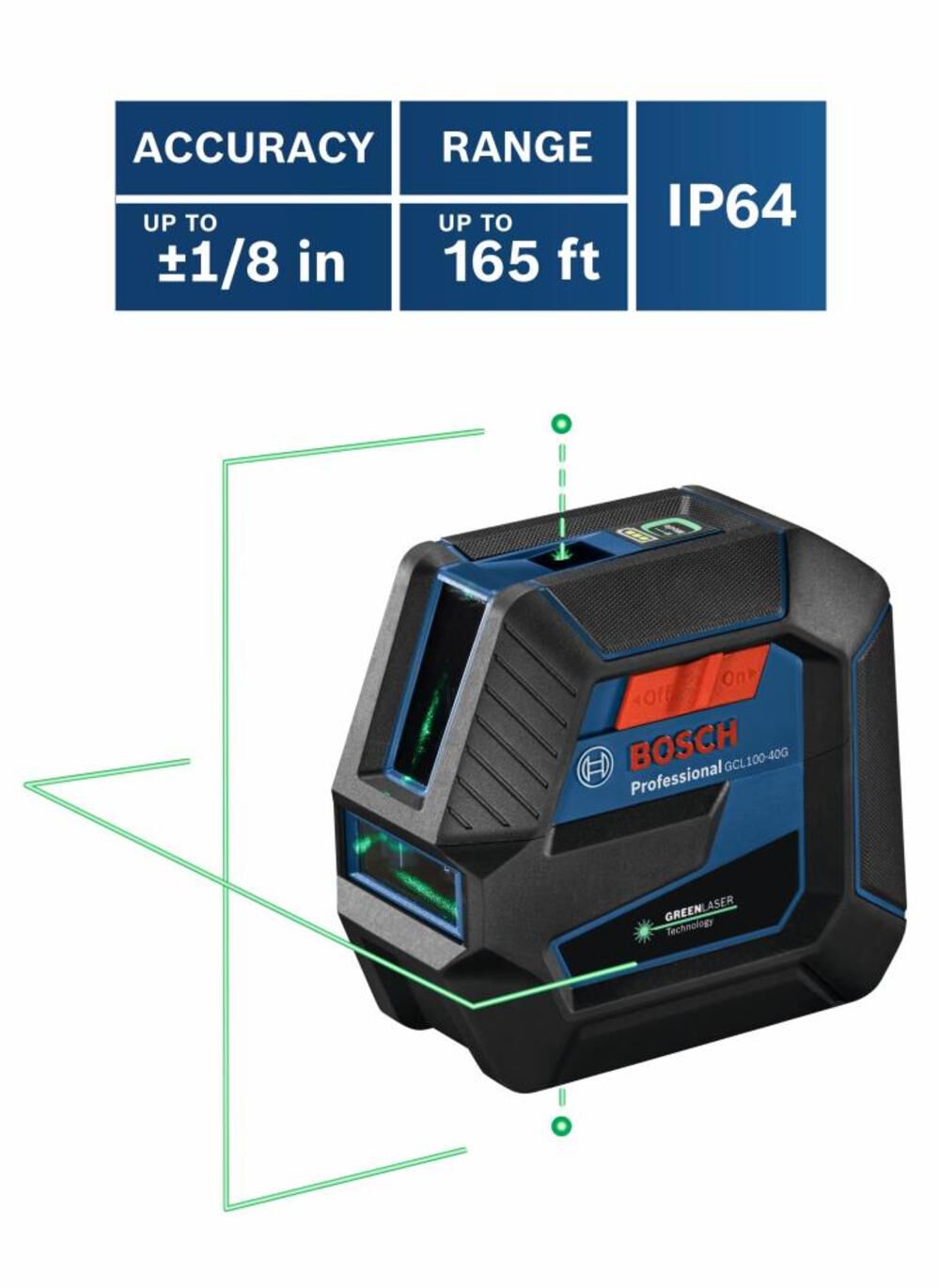 Bosch Green Beam Self Leveling Cross Line Laser Reconditioned GCL100-40G-RT from Bosch