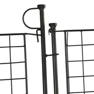 YIYIBYUS 54 in. Outdoor Black Steel Garden Fence and Gate Bundle 8-Panels 9 Stakes YLYOGN6OWDZJ8