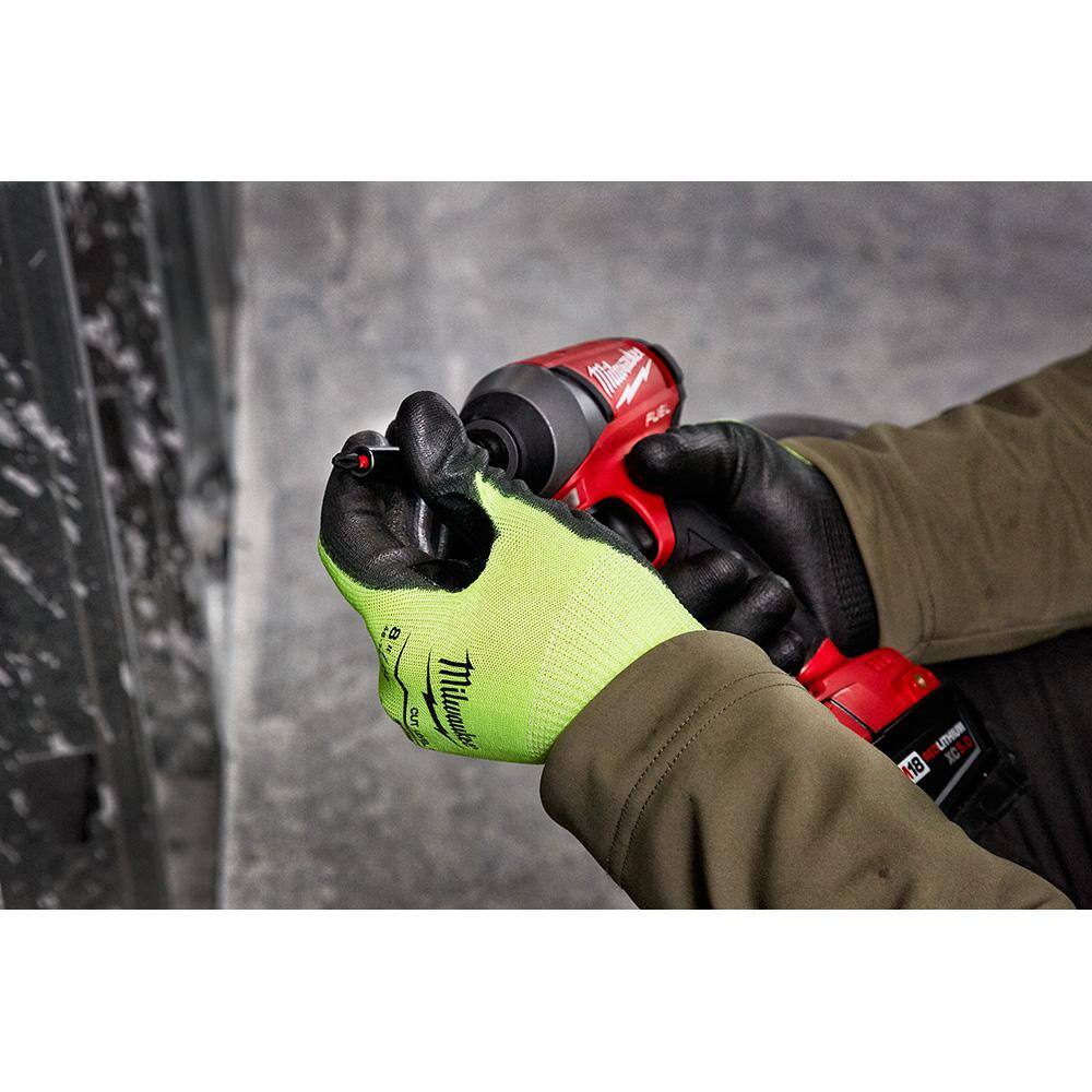 MW Medium High Visibility Level 2 Cut Resistant Polyurethane Dipped Work Gloves (12-Pack) 48-73-8921B