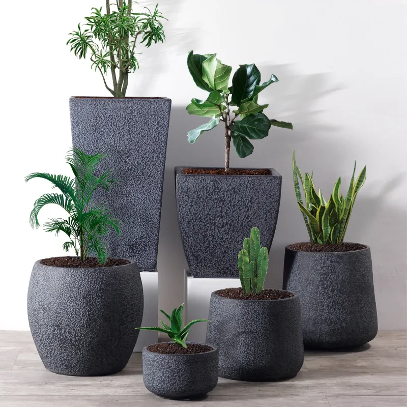 Classic Plant Pot Factory Supply Fiber Clay Flower Pots Outdoor Indoor Home Garden Pots   Planters