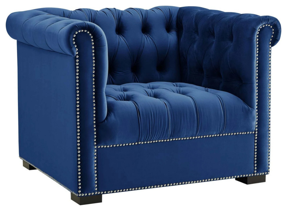 Rohan Midnight Blue Performance Velvet Armchair   Contemporary   Armchairs And Accent Chairs   by V.S.D Furniture  Houzz