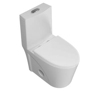 BTCSTAR Clea Rough in 12 in. 1-piece 1.6 GPF Dual Flush Elongated Toilet in Glossy White Closed One Piece Toilet Seat Included BTCMTL0812WH