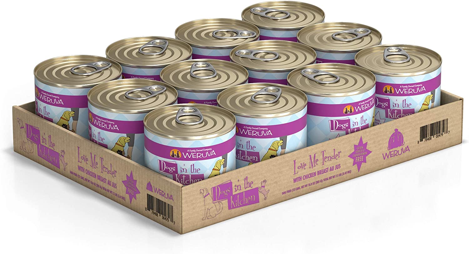 Weruva Dogs in the Kitchen Love Me Tender with Chicken Breast Au Jus Grain-Free Canned Dog Food 10-oz can case of 12