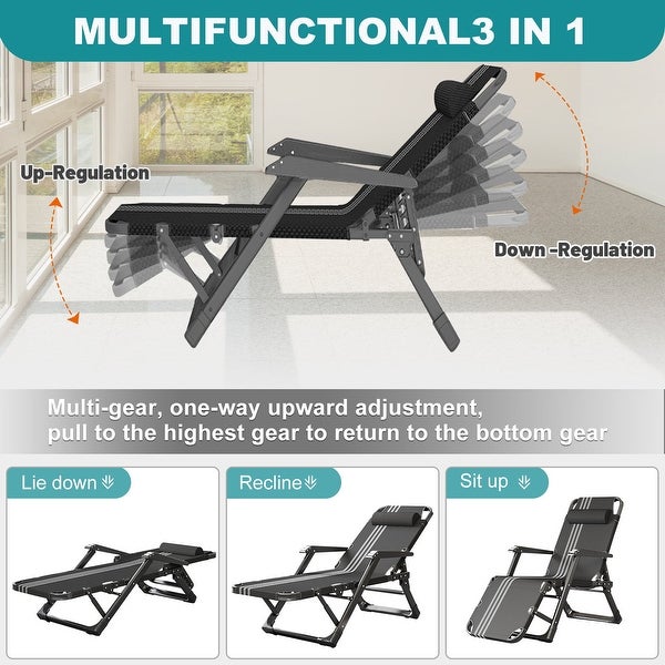 Zero Gravity Chair Folding Adult Camping Cot Bed with Mat Lounge Recliner Chairs with Tray，Pillow